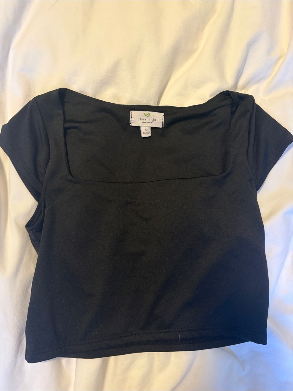 Black Square-Neck Crop Top